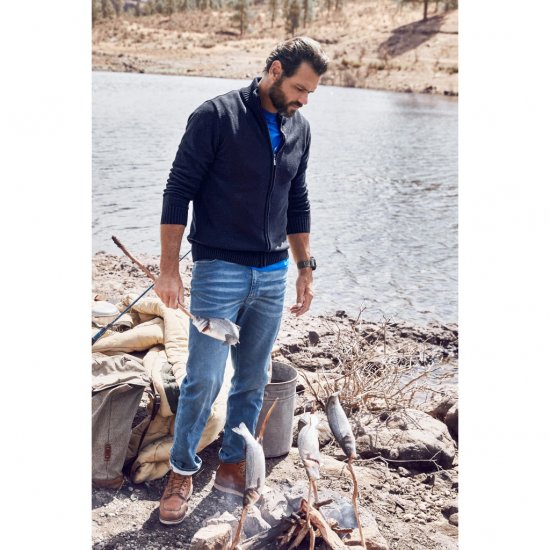 JP1880 Cardigan Knitted with Zipper Navy TALL - HERRKLÄDER MT-6XLT - Kläder för långa män