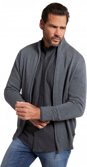 JP1880 Cardigan Knitted with Zipper Grey - Tröjor & hoodies - Stora hoodies & tröjor - 2XL-14XL
