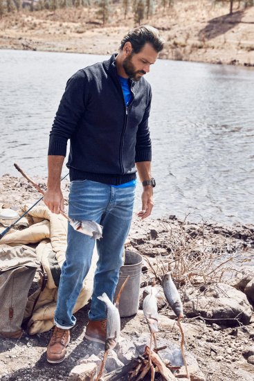 JP1880 Cardigan Knitted with Zipper Navy - Tröjor & hoodies - Stora hoodies & tröjor - 2XL-14XL