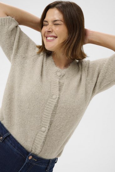 Kaffe Curve Emilia Cardigan Feather Grey Melange - Koftor - 