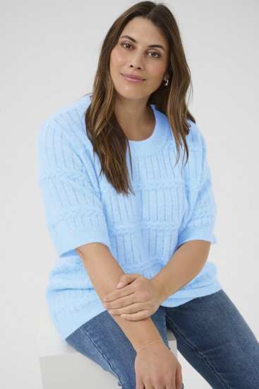 Kaffe Curve Minia Pullover Powder Blue Melange - Stickade tröjor - 