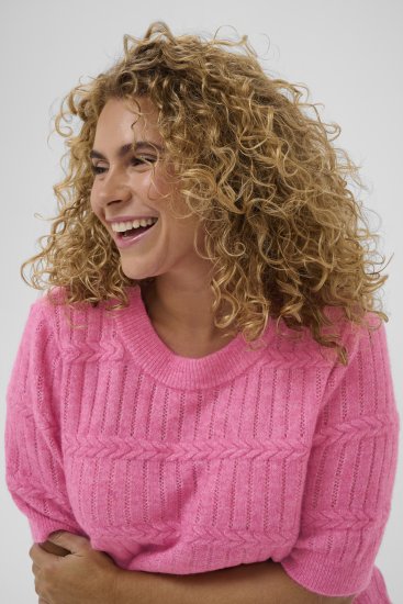 Kaffe Curve Minia Pullover Pink Power Melange - Stickade tröjor - 