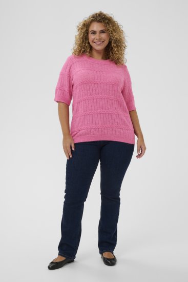 Kaffe Curve Minia Pullover Pink Power Melange - Stickade tröjor - 
