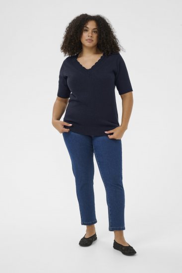 Kaffe Curve Leani Knitted Pullover Midnight Marine - Stickade tröjor - 