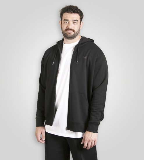 Duke Kenilworth Pin Tuck Sleeves Zip Through Hoodie Dark Navy TALL - TALL tröjor - 