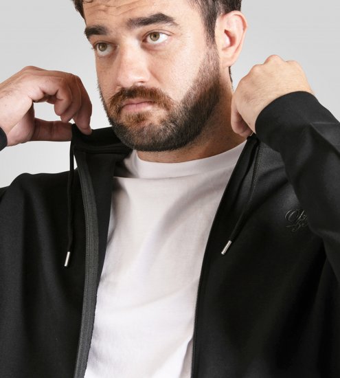 Duke Kenilworth Pin Tuck Sleeves Zip Through Hoodie Dark Navy TALL - TALL tröjor - 
