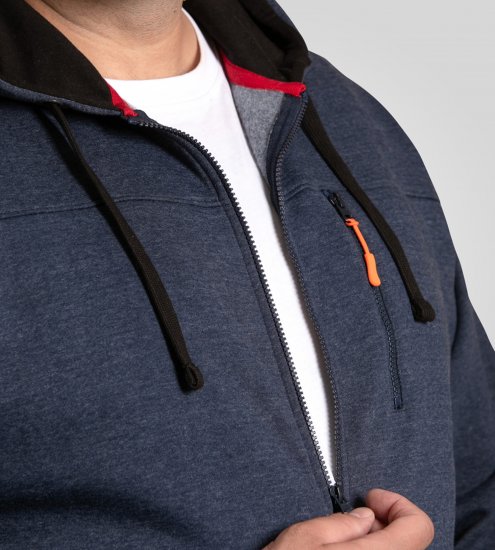 D555 Mansfield Hoodie with Zipper Navy - Tröjor & hoodies - Stora hoodies & tröjor - 2XL-14XL