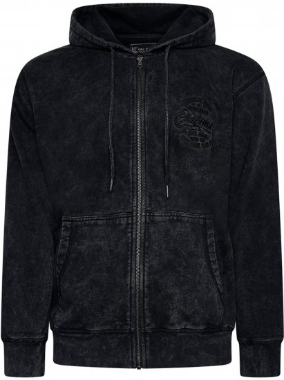 Kam Jeans 7082 Garment DYE with Zipper Hoodie Black - Tröjor & hoodies - Stora hoodies & tröjor - 2XL-14XL