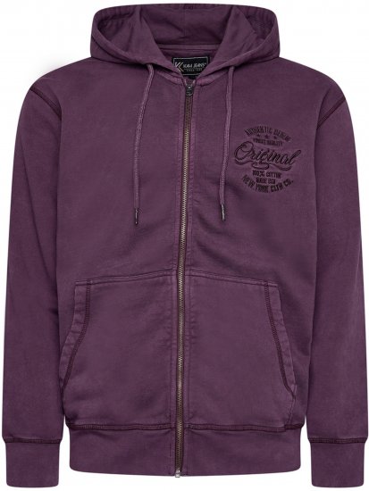 Kam Jeans 7082 Garment DYE with Zipper Hoodie Purple - Tröjor & hoodies - Stora hoodies & tröjor - 2XL-14XL