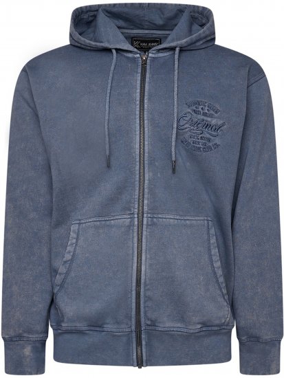 Kam Jeans 7082 Garment DYE with Zipper Hoodie Vintage Indigo - Tröjor & hoodies - Stora hoodies & tröjor - 2XL-14XL