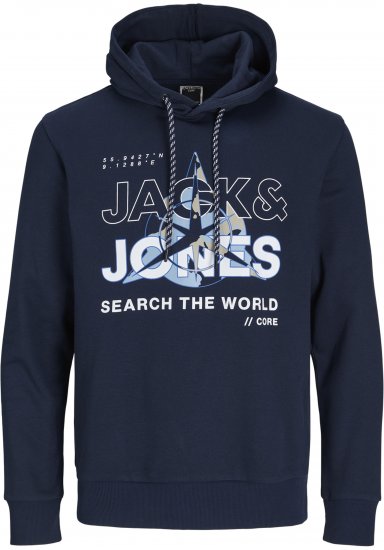 Jack & Jones Hunt Hoodie Navy - Tröjor & hoodies - Stora hoodies & tröjor - 2XL-14XL