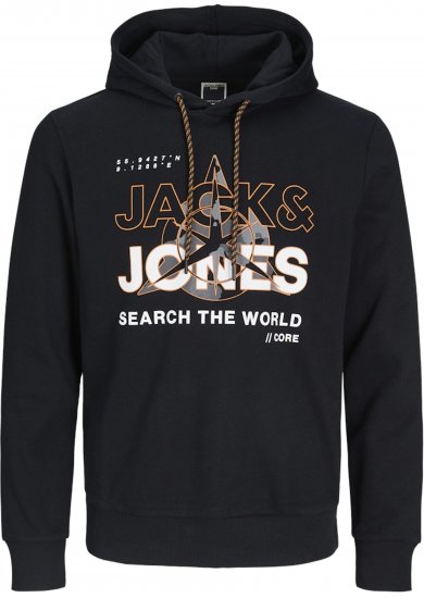 Jack & Jones Hunt Hoodie Black - Tröjor & hoodies - Stora hoodies & tröjor - 2XL-14XL