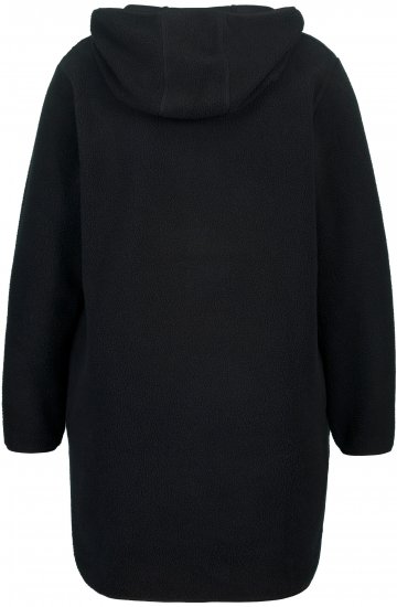 Ulla Popken Teddy Fleece Hooded Zip Neck Sweatshirt Black - Collegetröjor & hoodies - 