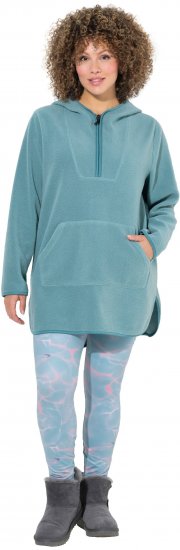 Ulla Popken Teddy Fleece Hooded Zip Neck Sweatshirt Ice Green - Collegetröjor & hoodies - 