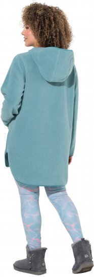 Ulla Popken Teddy Fleece Hooded Zip Neck Sweatshirt Ice Green - Collegetröjor & hoodies - 