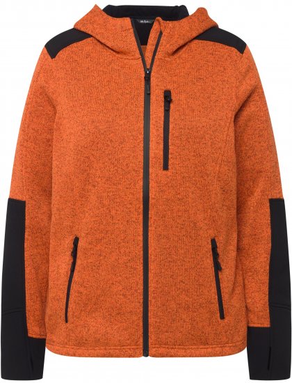 Ulla Popken Contrast Inserts Sweater Knit Hoodie Bright Orange Yellow - Collegetröjor & hoodies - 