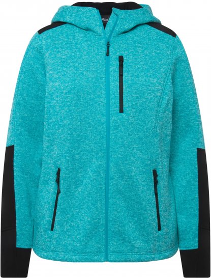 Ulla Popken Contrast Inserts Sweater Knit Hoodie Aquamarine - Collegetröjor & hoodies - 