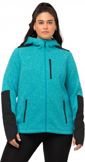 Ulla Popken Contrast Inserts Sweater Knit Hoodie Aquamarine - Collegetröjor & hoodies - 