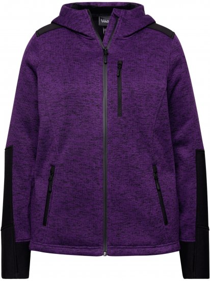 Ulla Popken Contrast Inserts Sweater Knit Hoodie Dark Plum - Ulla Popken - 