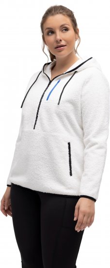 Ulla Popken Teddy Fleece Partial Zip Hoodie Snow White - Collegetröjor & hoodies - 