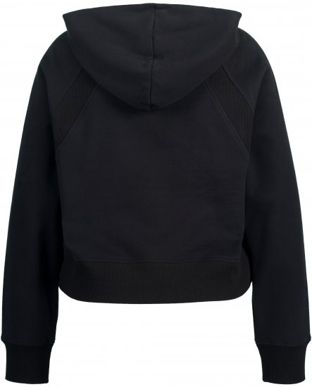 Ulla Popken Ribbed Inset Zip Collar Hoodie Black - Collegetröjor & hoodies - 