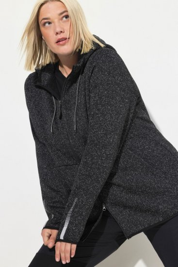 Ulla Popken Sweater Knit Fleece Hoodie Black - Collegetröjor & hoodies - Mjuka tröjor och hoodies i stora storlekar