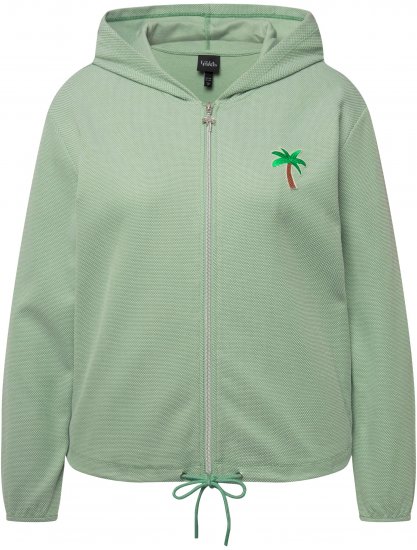 Ulla Popken Drawstring Hem Zip-Up Hoodie Light Green - Collegetröjor & hoodies - 