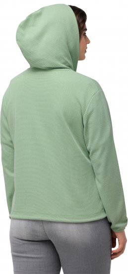 Ulla Popken Drawstring Hem Zip-Up Hoodie Light Green - Collegetröjor & hoodies - 