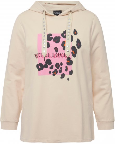 Ulla Popken REBEL LOVE Long Sleeve Graphic Hoodie Vanilla - Collegetröjor & hoodies - 