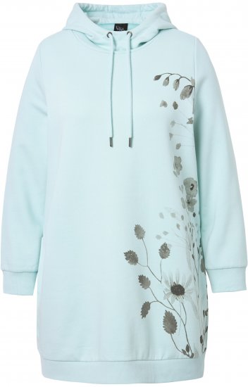 Ulla Popken Oversized Grass Graphic Hoodie Glacier Green - Collegetröjor & hoodies - 