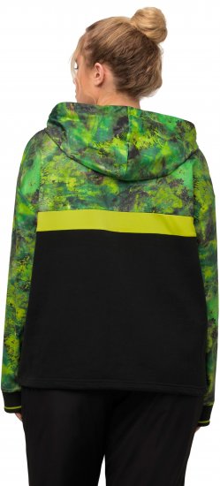 Ulla Popken Mineral Print Quick Dry Hoodie Black - Collegetröjor & hoodies - 