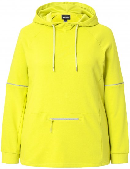 Ulla Popken Zippered Pocket and Reflective Piping Hoodie Green Apple - Collegetröjor & hoodies - 