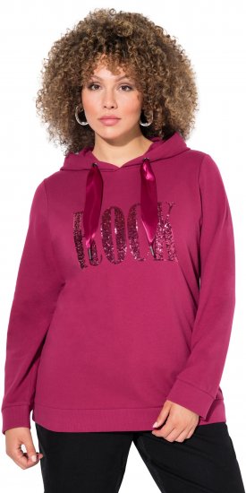 Ulla Popken Rock Sequined Hoodie Ruby - Collegetröjor & hoodies - 