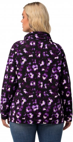Ulla Popken Floral Print Drawstring Collar Hoodie Black - Collegetröjor & hoodies - 