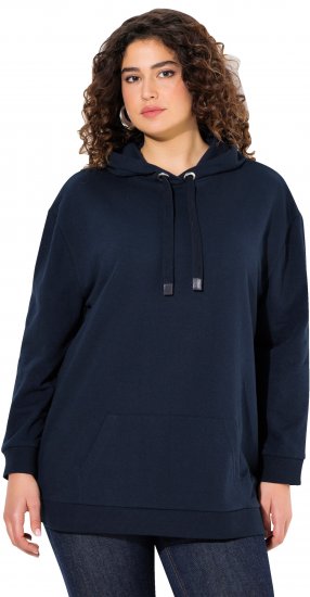 Ulla Popken Back Print Kangaroo Pocket Hoodie Navy - Collegetröjor & hoodies - 
