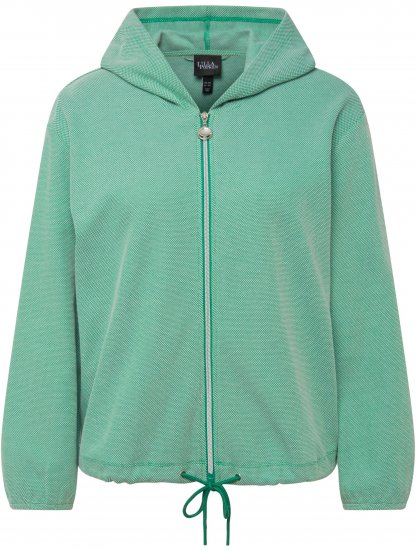 Ulla Popken Drawstring Hem Two-Tone Knit Hoodie Emerald Green - Collegetröjor & hoodies - 