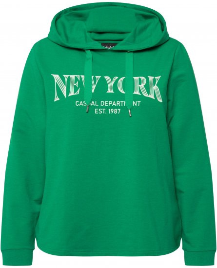 Ulla Popken City Name Graphic Hoodie Emerald Green - Collegetröjor & hoodies - 