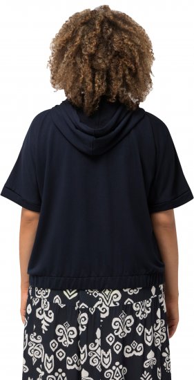 Ulla Popken Short Sleeve Zip-Up Hoodie Navy - Collegetröjor & hoodies - 