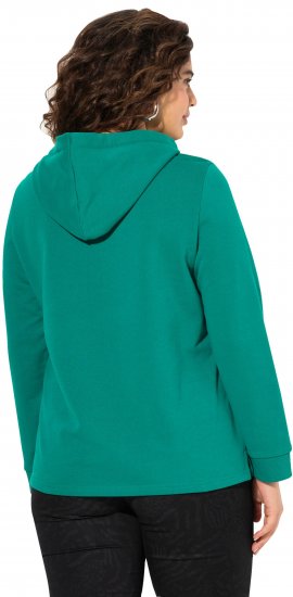 Ulla Popken Face Graphic Long Sleeve Hoodie Emerald Green - Collegetröjor & hoodies - 
