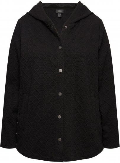 Ulla Popken Cable Knit Long Sleeve Hoodie Black - Collegetröjor & hoodies - 