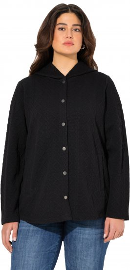 Ulla Popken Cable Knit Long Sleeve Hoodie Black - Collegetröjor & hoodies - 