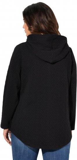 Ulla Popken Cable Knit Long Sleeve Hoodie Black - Collegetröjor & hoodies - 