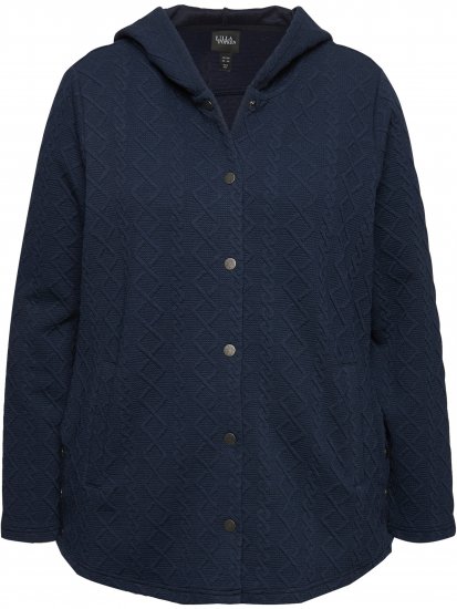 Ulla Popken Cable Knit Long Sleeve Hoodie Navy - Collegetröjor & hoodies - 