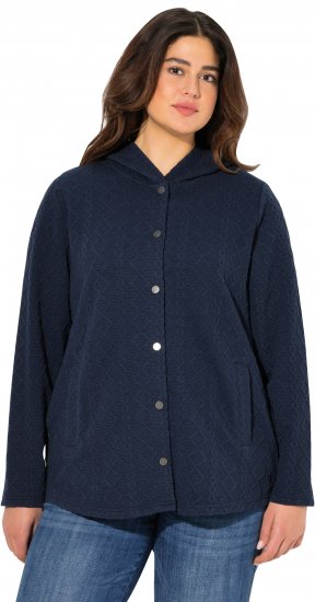 Ulla Popken Cable Knit Long Sleeve Hoodie Navy - Collegetröjor & hoodies - 
