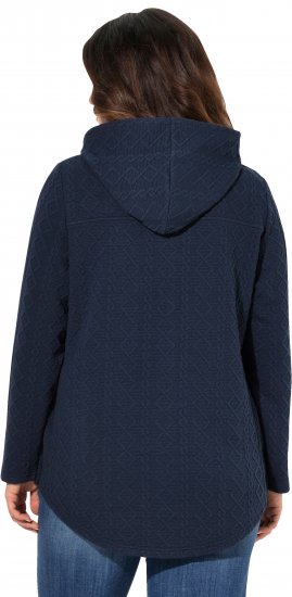 Ulla Popken Cable Knit Long Sleeve Hoodie Navy - Collegetröjor & hoodies - 