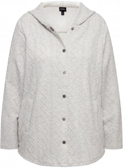 Ulla Popken Cable Knit Long Sleeve Hoodie Light Grey Melange - Collegetröjor & hoodies - 