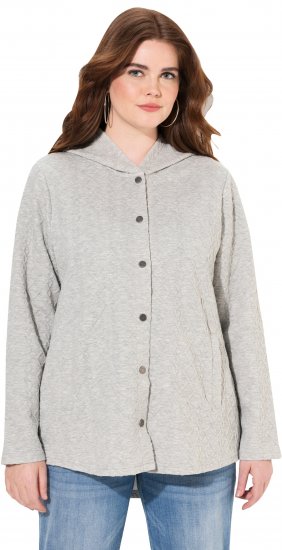 Ulla Popken Cable Knit Long Sleeve Hoodie Light Grey Melange - Collegetröjor & hoodies - 