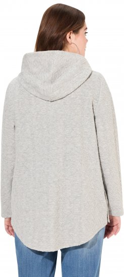 Ulla Popken Cable Knit Long Sleeve Hoodie Light Grey Melange - Collegetröjor & hoodies - 