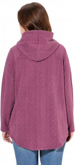 Ulla Popken Cable Knit Long Sleeve Hoodie Berry - Collegetröjor & hoodies - 