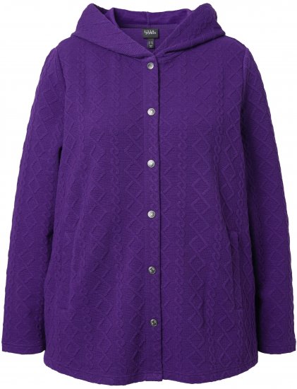 Ulla Popken Cable Knit Long Sleeve Hoodie Deep Violet - Collegetröjor & hoodies - 